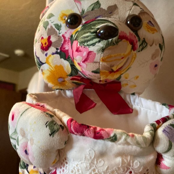 TEDDY BEAR QUILTED CHRISTMAS STOCKING NEW FLORAL - Picture 5 of 5